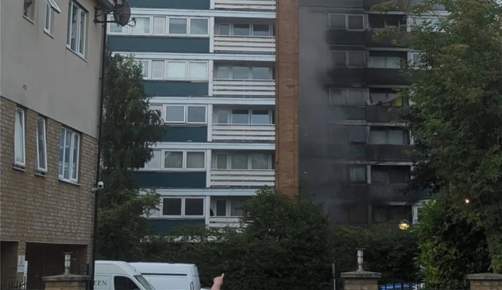 Fire damage to Abbey View tower block, Watford